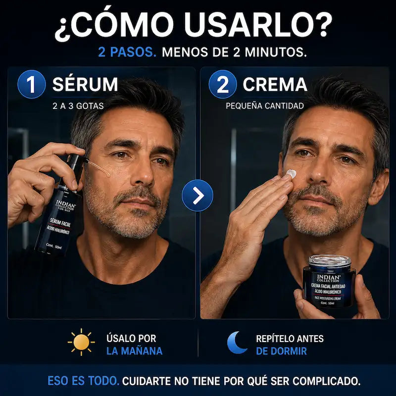 PACK FACIAL ANTIEDAD PARA HOMBRE™ | Sérum + Crema con Ácido Hialurónico - HOUSKYCHILE
