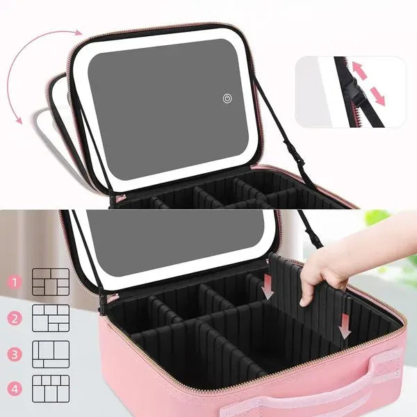 💖 Cosmetiquero Inteligente con Espejo y Luces LED | Ilumina tu Belleza en Cualquier Lugar - HOUSKYCHILE