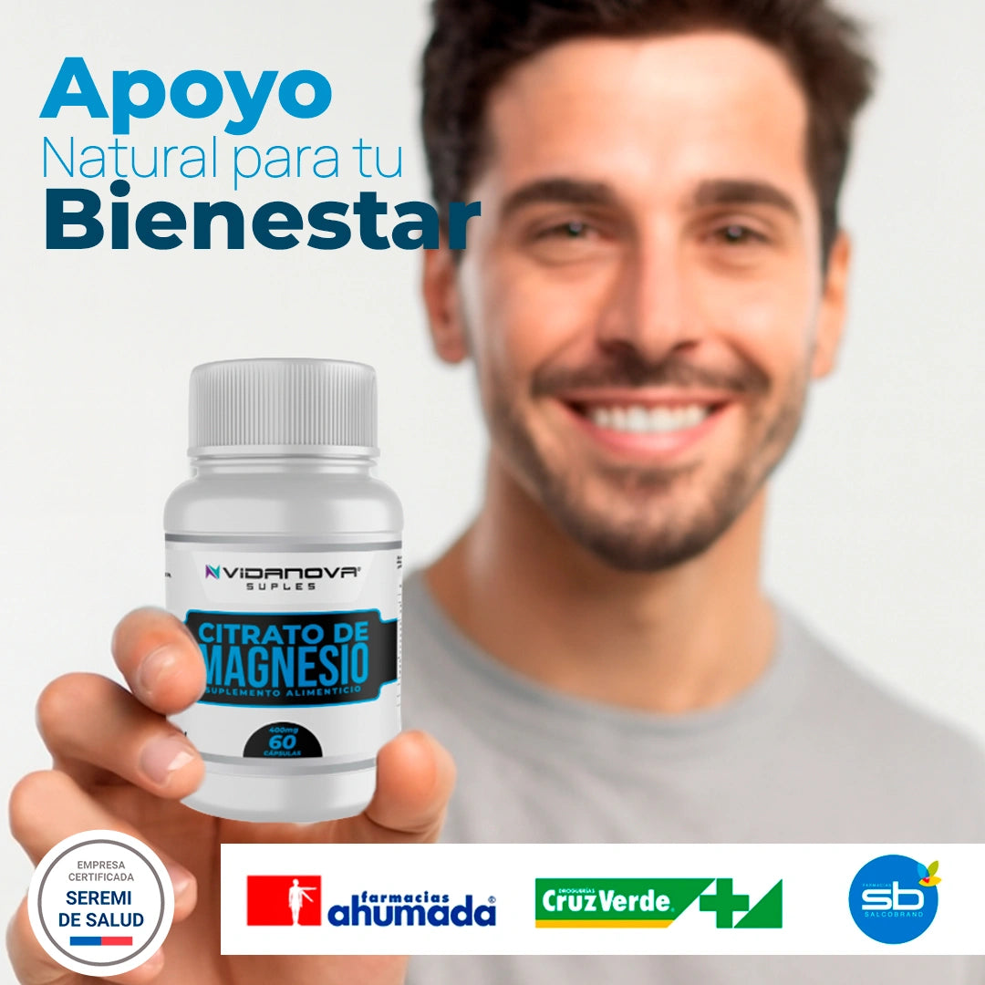 Citrato de Magnesio 400 mg – 60 cápsulas | Vidanova® Suples - HOUSKYCHILE
