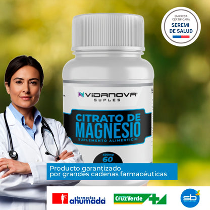 Citrato de Magnesio 400 mg – 60 cápsulas | Vidanova® Suples - HOUSKYCHILE