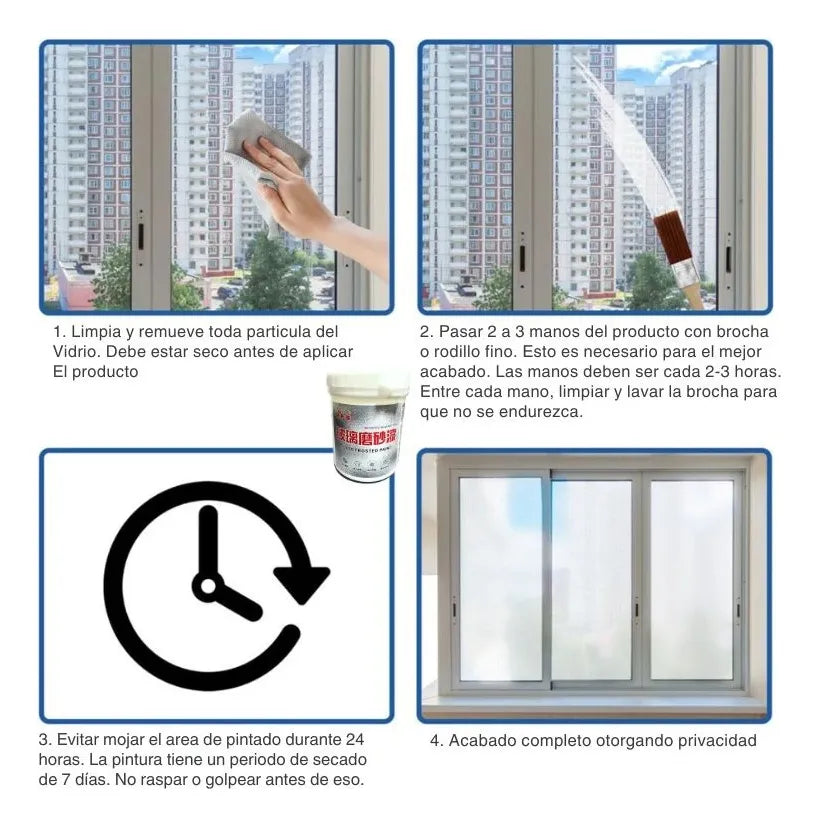 Pintura de Vidrio Esmerilado® - Privacidad y Estilo en Ventanas, Puertas y Oficinas - HOUSKYCHILE