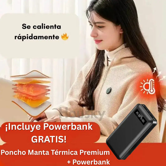 Poncho Manta Térmica Premium + Powerbank: Calor y Energía Donde Quieras - HOUSKYCHILE