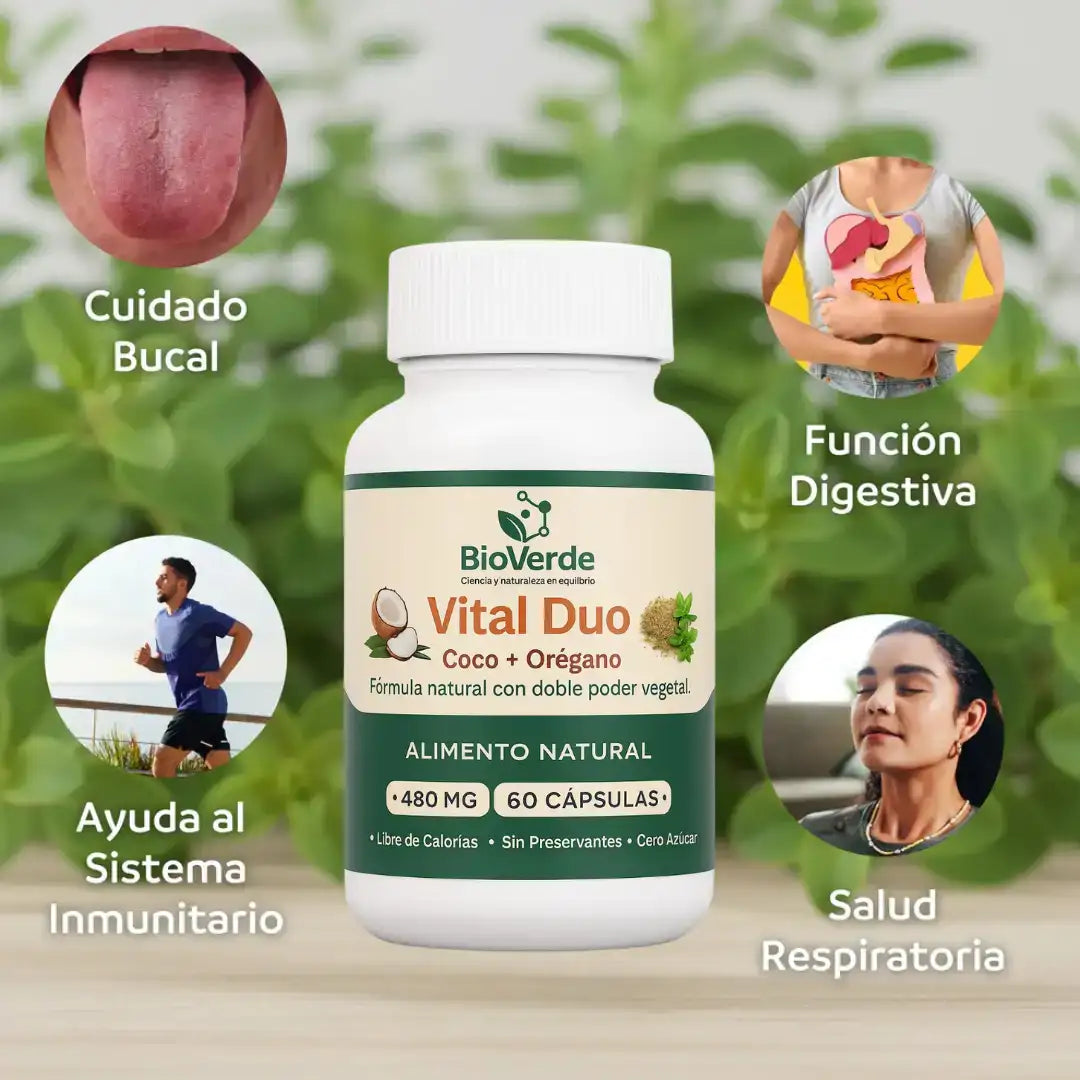 Vital Duo BioVerde – Aceite de Coco + Orégano en Cápsulas 🥥🌿 - HOUSKYCHILE