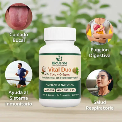 Vital Duo BioVerde – Aceite de Coco + Orégano en Cápsulas 🥥🌿 - HOUSKYCHILE