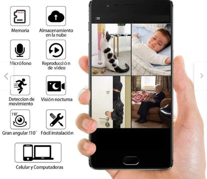 Pack Hogar Inteligente – Mini Cámara Espía 1080p con Visión Nocturna + Ampolleta LED WiFi RGB Maxwell E27 - HOUSKYCHILE