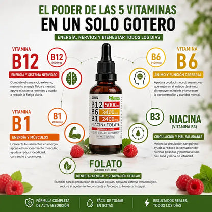 Nusava® Complejo B Líquido de Alta Potencia B12 • B6 • B1 + Niacina y Folato
