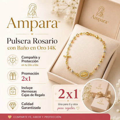 Ampara™ | Pulsera Rosario con Baño en Oro 14K (OFERTA 2X1)