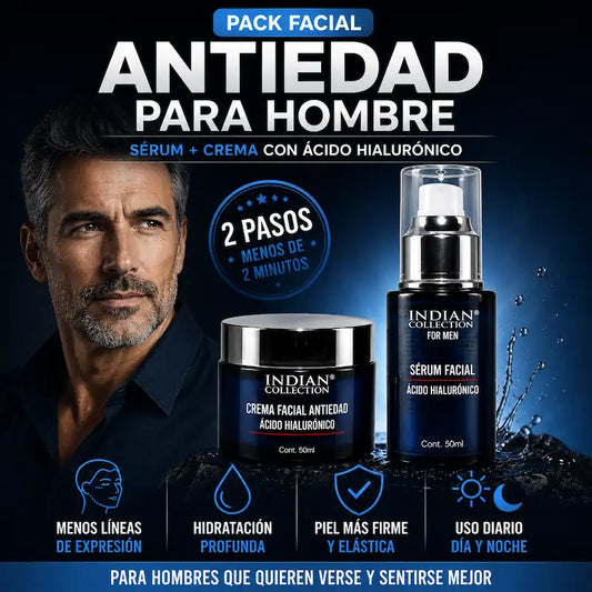 PACK FACIAL ANTIEDAD PARA HOMBRE™ | Sérum + Crema con Ácido Hialurónico - HOUSKYCHILE
