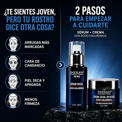 PACK FACIAL ANTIEDAD PARA HOMBRE™ | Sérum + Crema con Ácido Hialurónico - HOUSKYCHILE