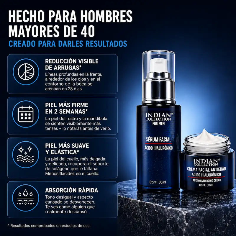 PACK FACIAL ANTIEDAD PARA HOMBRE™ | Sérum + Crema con Ácido Hialurónico - HOUSKYCHILE