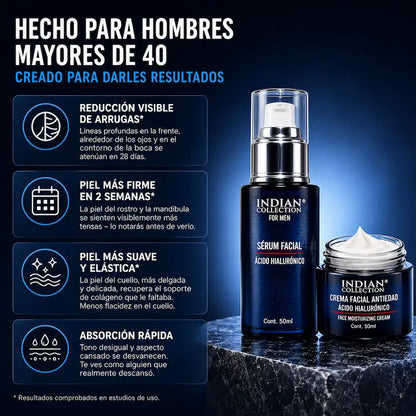 PACK FACIAL ANTIEDAD PARA HOMBRE™ | Sérum + Crema con Ácido Hialurónico - HOUSKYCHILE
