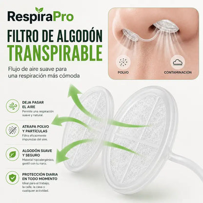 RespiraPro ™ | Filtros nasales de 3 capas contra polvo y partículas