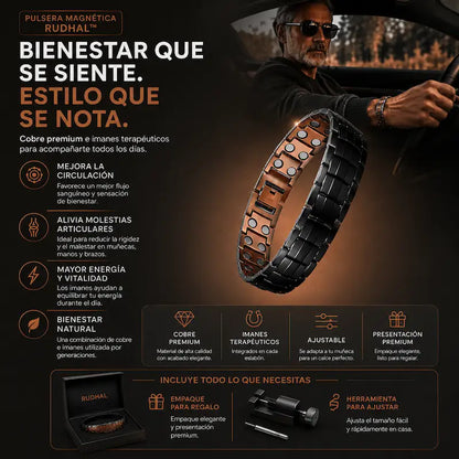 PULSERA MAGNETICA DE COBRE  INCLUYE EMPAQUE Y HERRAMIENTA DE AJUSTE
