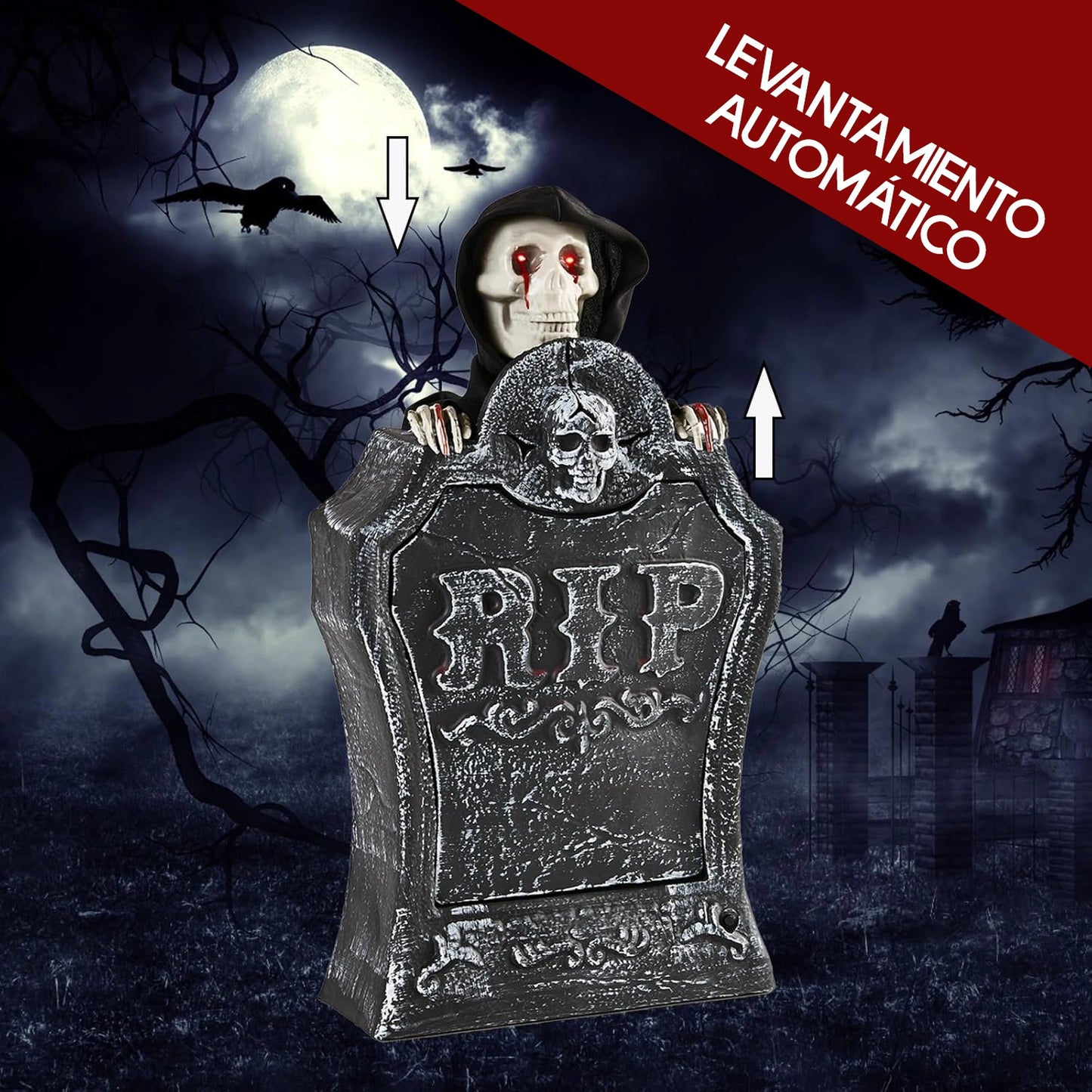 RIP Motion™- Lápida Calavera Automática con Luces LED! 💀✨ - HOUSKYCHILE
