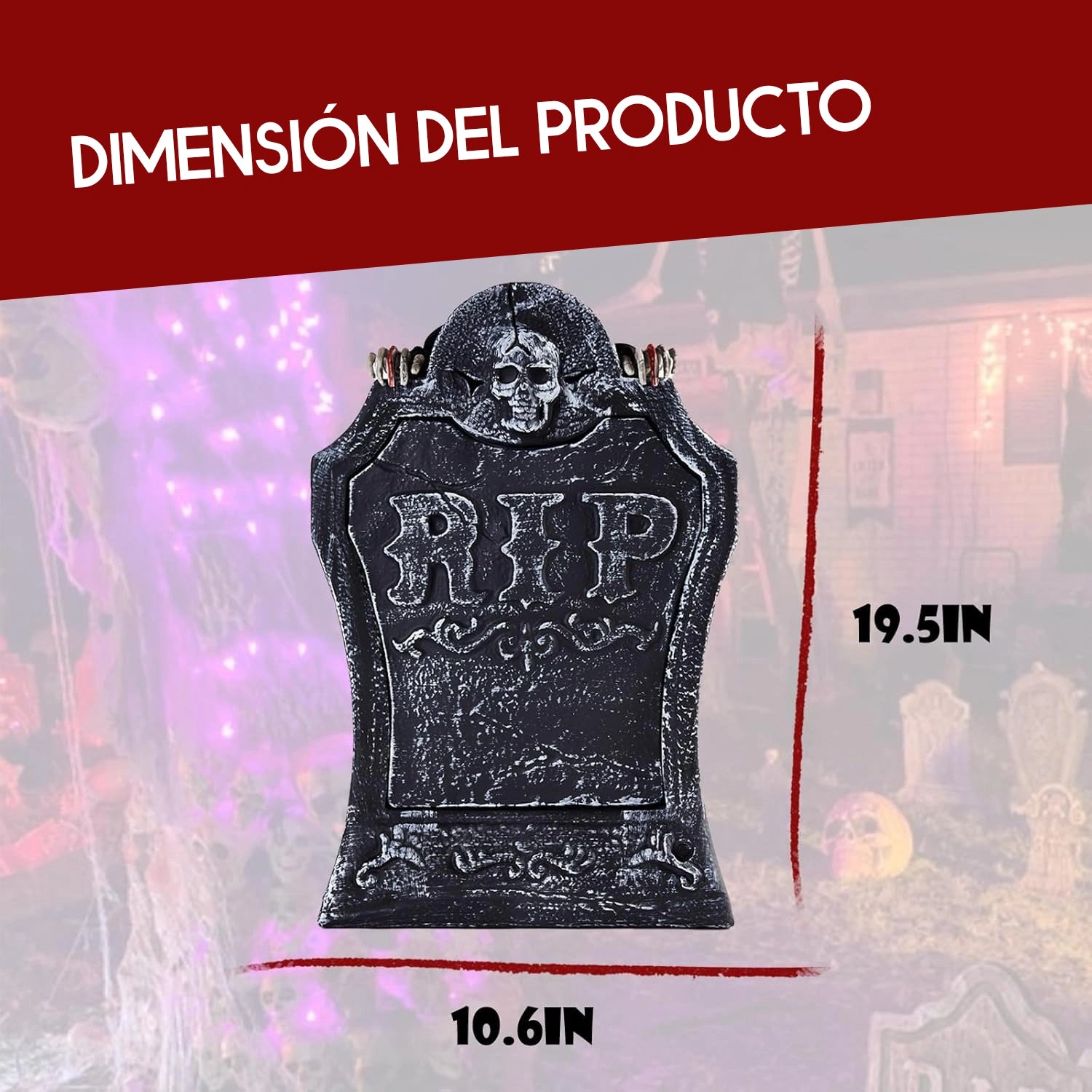 RIP Motion™- Lápida Calavera Automática con Luces LED! 💀✨ - HOUSKYCHILE