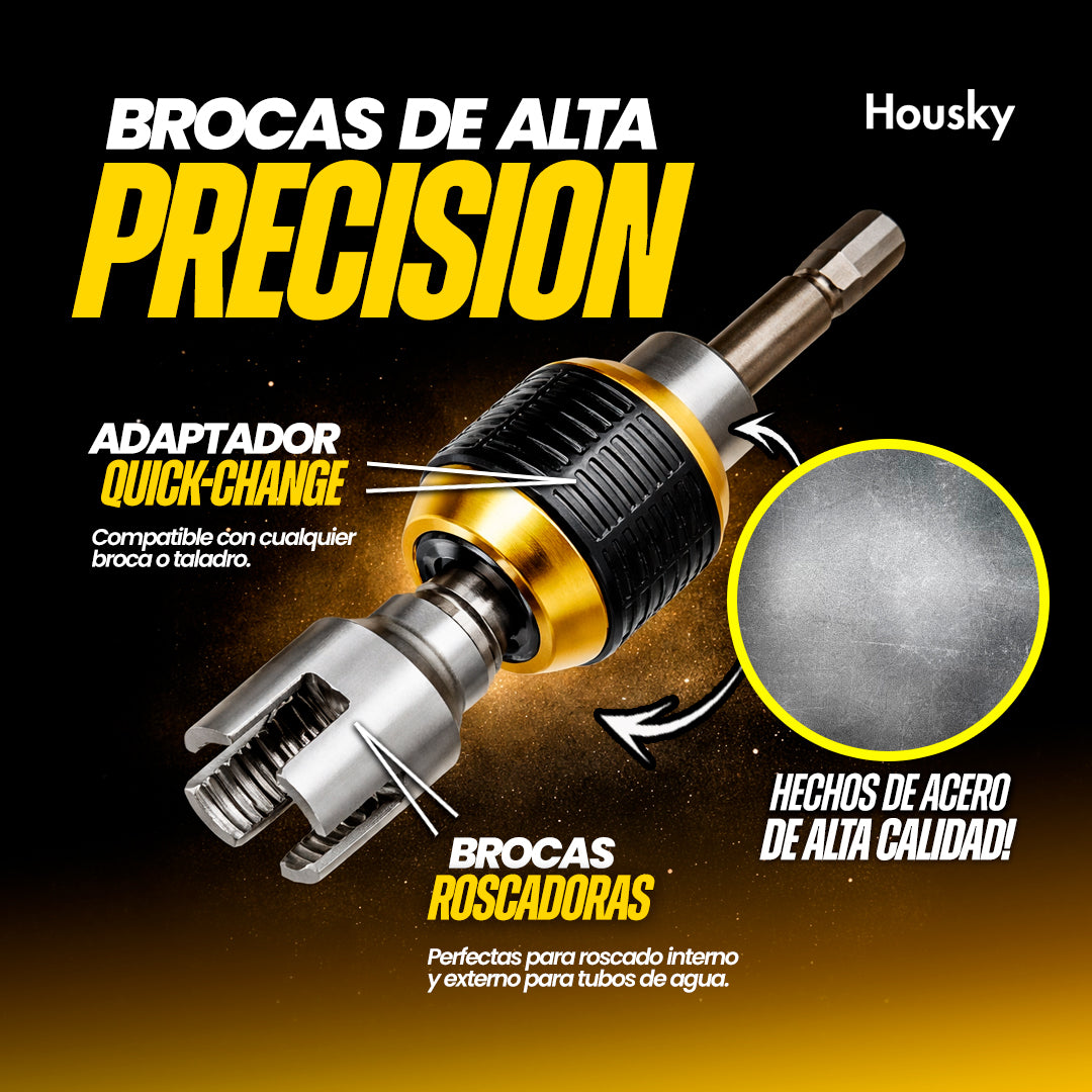 Pack Del Maestro™ | 2 Brocas para Rosca Interna y Externa + 1 Adaptador de Taladro