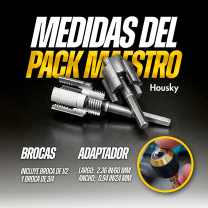 Pack Del Maestro™ | 2 Brocas para Rosca Interna y Externa + 1 Adaptador de Taladro