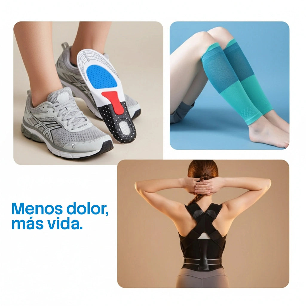 ⭐ Pack Anti Fatiga Premium - Compresión de pantorrillas – Plantillas – Corrector de postura