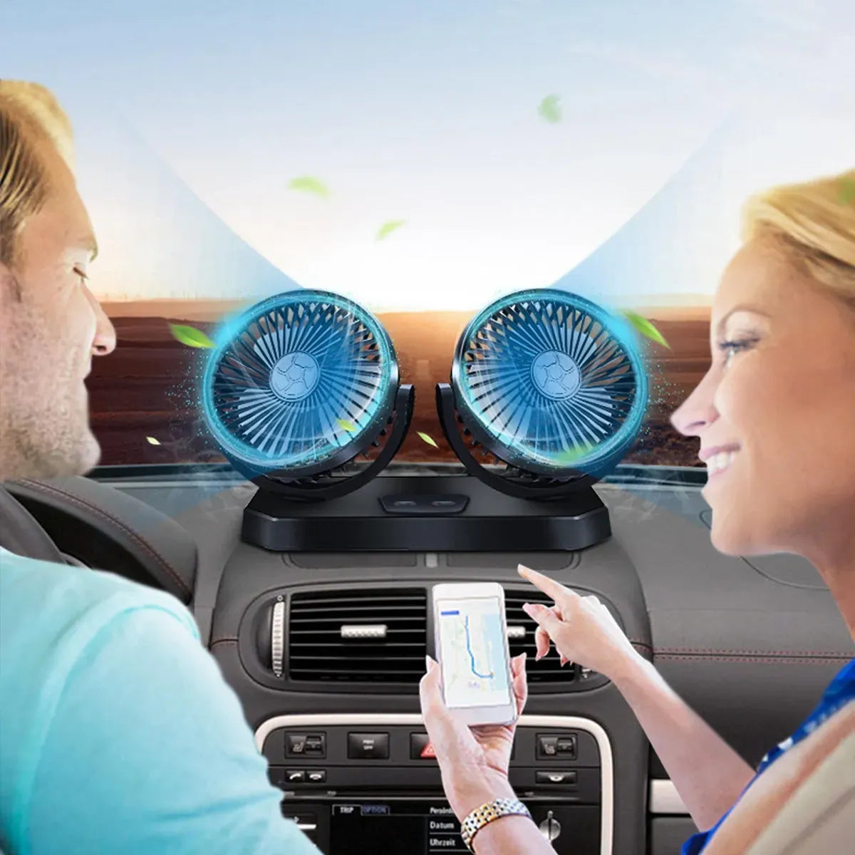 🚗 Ventilador Doble para Auto 360° – Aire fresco y comodidad en cada viaje - HOUSKYCHILE