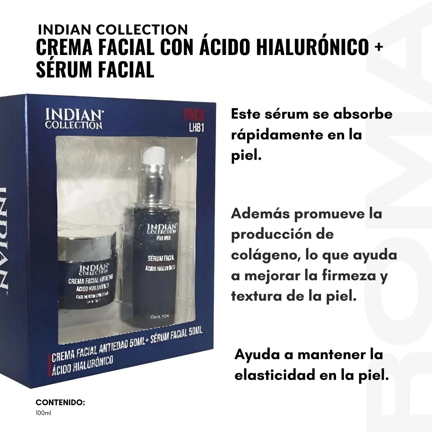 PACK ANTIEDAD PARA HOMBRE INDIAN COLLECTION – ÁCIDO HIALURÓNICO (SERUM + CREMA 50ML) - HOUSKYCHILE