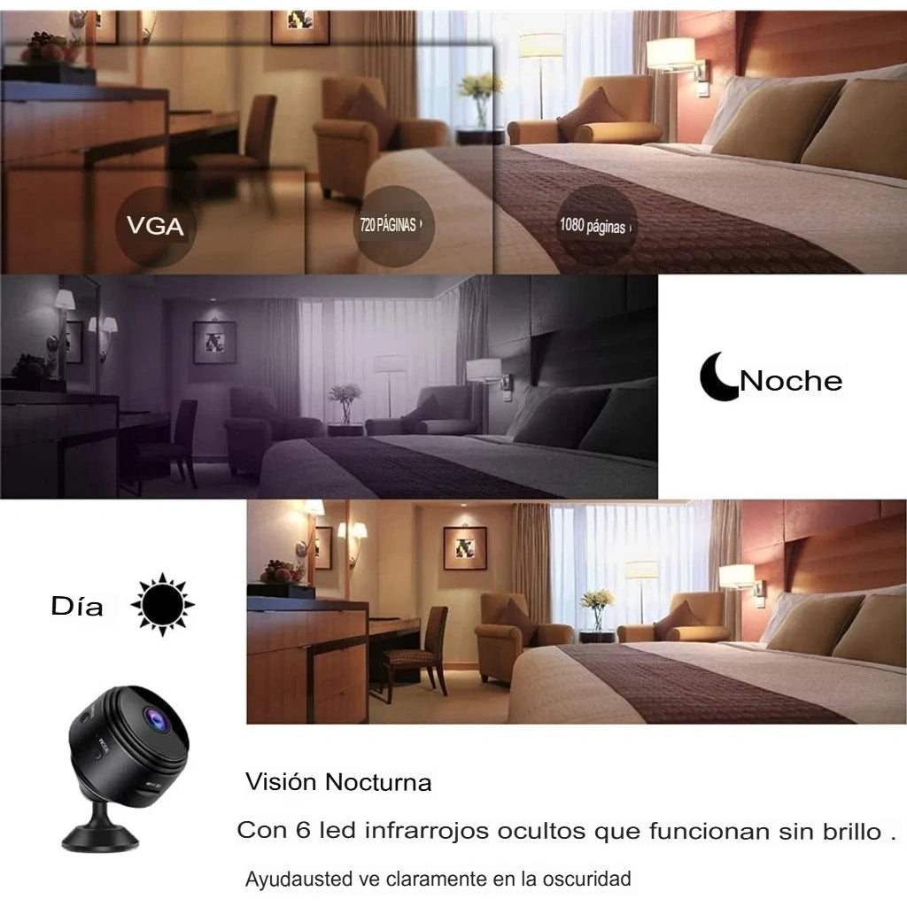 Pack Hogar Inteligente – Mini Cámara Espía 1080p con Visión Nocturna + Ampolleta LED WiFi RGB Maxwell E27 - HOUSKYCHILE