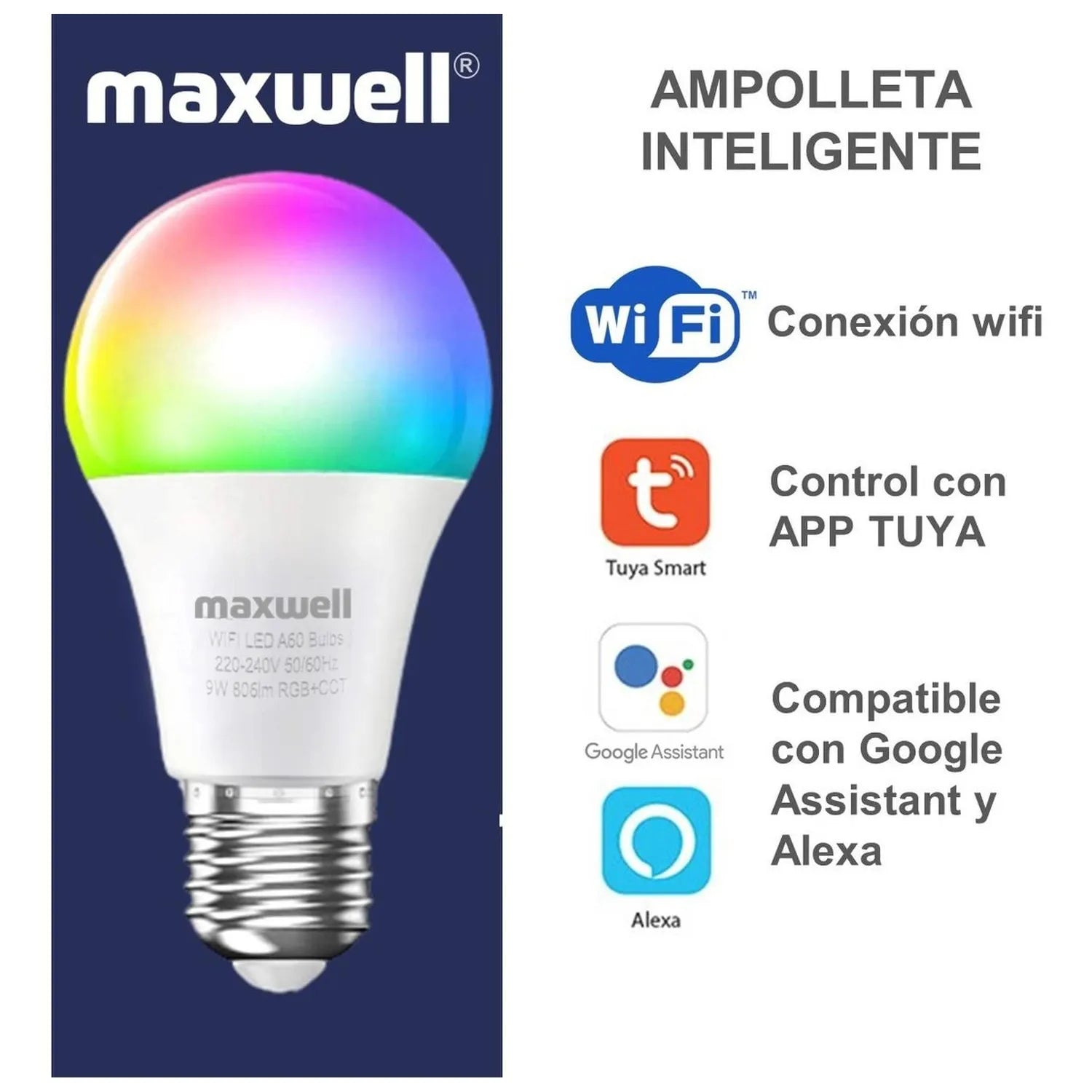 Pack Hogar Inteligente – Mini Cámara Espía 1080p con Visión Nocturna + Ampolleta LED WiFi RGB Maxwell E27 - HOUSKYCHILE