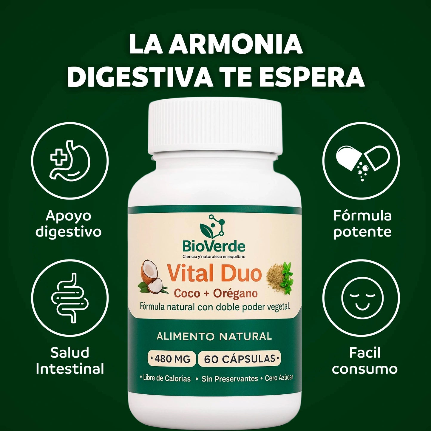 Vital Duo BioVerde – Aceite de Coco + Orégano en Cápsulas 🥥🌿 - HOUSKYCHILE