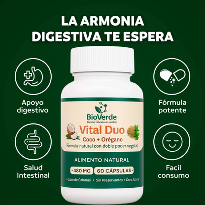Vital Duo BioVerde – Aceite de Coco + Orégano en Cápsulas 🥥🌿 - HOUSKYCHILE