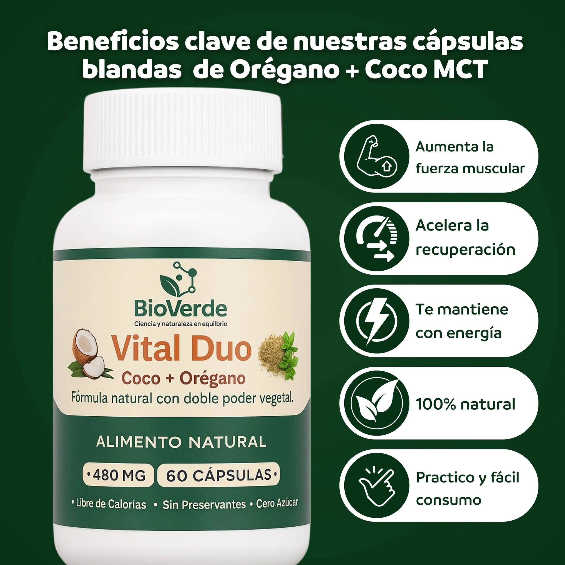 Vital Duo BioVerde – Aceite de Coco + Orégano en Cápsulas 🥥🌿 - HOUSKYCHILE